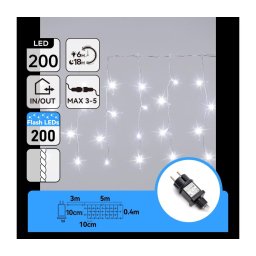 Aigostar - Ghirlandă LED de Crăciun pentru exterior, 200 LED, 8x0,4 m, IP44, alb rece