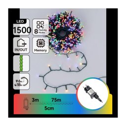 Aigostar - Instalație LED de Crăciun pentru exterior 1500xLED/8 funcții 78m IP44 multicoloră