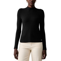 CALVIN KLEIN Bluză Modal Rib Mock Nk Top LV044H211G UB1 black