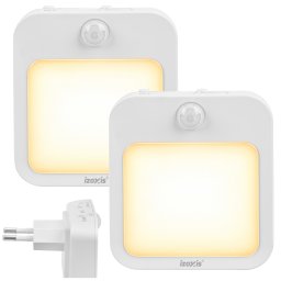 Set 2 veioze LED de noapte cu senzor de miscare si crepuscular Izoxis