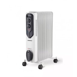 Calorifer Electric cu Ulei Daewoo SDA DOH9W 9 Elementi 3 Nivele de Putere Termostat Reglabil Protectie Supraincalzire Indicator Luminos 2000W Alb