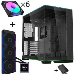 Carcasa Lian Li O11D EVO RGB Bundle + HydroShift II LCD-S 360TL AiO + 6x UNI FAN SL-INF 120 Reverse Blade + UNI HUB SL-INF Negru
