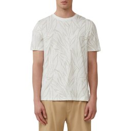 s.Oliver Tricou barbati, cu un model abstract, decolteu la baza gatului, Regular fit, Crem (SELECTATI MARIMEA: XL)