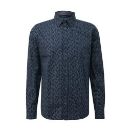 s.Oliver Camasa barbati cu model, guler Kent, Regular fit, Bleumarin inchis (SELECTATI MARIMEA: M)