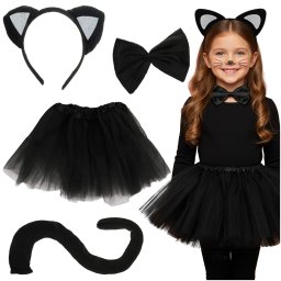 Costum pisica pentru copii, negru, 4 piese, Kruzzel