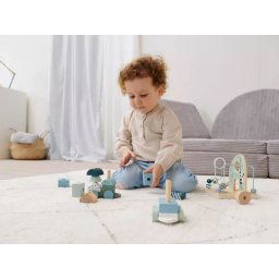Eichhorn: trenuleț de lemn cu model panda și cuburi de construit