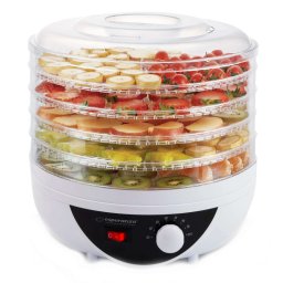 Aparat de deshidratat si uscat fructe si legume Esperanza EKD002, 250W, 5 nivele, 35-70°C, Ventilator, Termostat, Alb