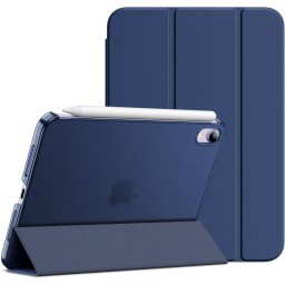 Husă de Protecție Tri-Fold pentru iPad mini 7 A17 Pro (2024) / iPad mini 6 (2021), Smart Cover cu Funcție Auto Sleep/Wake, Spate Mat Translucid, Albastru Închis (Navy Blue)