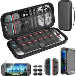 Husă de protecție și transport TYPEC compatibilă cu Nintendo Switch 2, carcasă rigidă de călătorie, spațiu stocare jocuri și accesorii, Negru