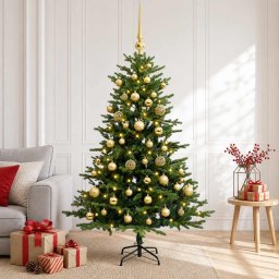 Brad de Crăciun artificial cu glob 120 cm 150 LED-uri Alb cald