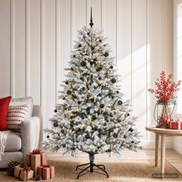 Brad de Crăciun artificial cu glob 150 cm 150 LED-uri Alb cald