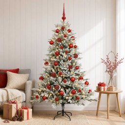 Brad de Crăciun artificial cu glob 150 cm 150 LED-uri Alb cald