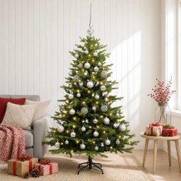 Brad de Crăciun artificial cu glob 120 cm 150 LED-uri Alb cald