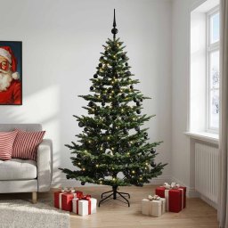 Brad de Crăciun artificial cu glob 210 cm 300 LED-uri Alb cald