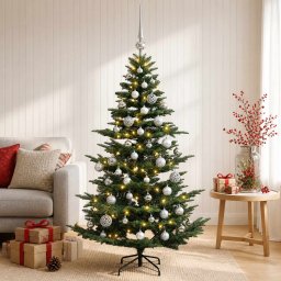 Brad de Crăciun artificial cu glob 120 cm 150 LED-uri Alb cald