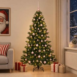 Brad de Crăciun artificial cu glob 210 cm 300 LED-uri Alb cald
