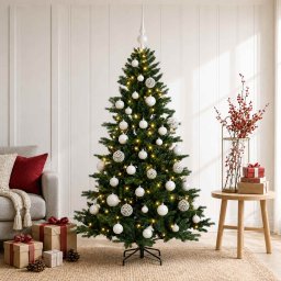 Brad de Crăciun artificial cu glob 120 cm 150 LED-uri Alb cald