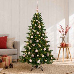 Brad de Crăciun artificial cu glob 120 cm 150 LED-uri Alb cald