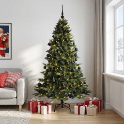 Brad de Crăciun artificial cu glob 210 cm 300 LED-uri Alb cald
