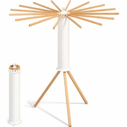Uscator de rufe pliabil SONGMICS din lemn de fag, 16 brate rotative