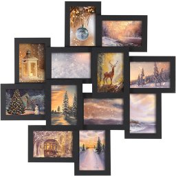 SONGMICS Rama foto colaj de perete pentru 12 fotografii de 10x15 cm,design decorativ pentru living,dormitor sau hol,structura din MDF cu protectie