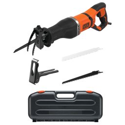 Fierăstrău sabie Black+Decker BES301K – 750 W, suport pentru crengi, 2 pânze, valiză