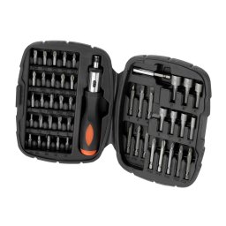 Set cu clichet Black+Decker A7039 – 45 de piese: mâner cu clichet, biți, chei tubulare, suport magnetic