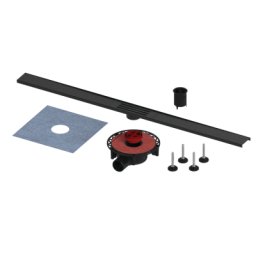 Rigola dus cu gratar din PVD negru periat, TECELineo 15301120, lungime ajustabila 40 - 100 cm