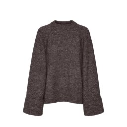 VERO MODA Pulover Awnovah O-Neck 10318899 19-1109 TCX chocolate torte