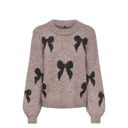 ONLY Pulover Onldoffa O-Neck Glitter 15384441 18-1112 TCX walnut