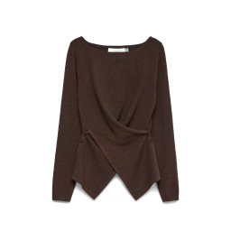 VERO MODA Pulover Vmsiena Boatneck Wrap 10352092 19-1109 TCX chocolate torte
