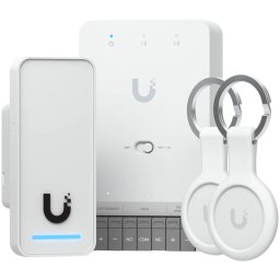 Ubiquity UA-G3-SK all-in-one kit for UniFi Access, designed to manage a single door with one reader. Supports seamless setup and Apple Touch Pass for modern, secure access control, Door Hub Mini, G3 Reader, 2x Pocket Keyfobs
