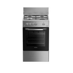 Aragaz Arctic AGM5501FLS, Gaz, 4 arzatoare, dispozitiv siguranta cuptor si plita, capac metalic, aprindere electrica cu buton, iluminare cuptor, 85x50x50 (IxLxA, cm), tava emailata, gratar, culoare argintiu