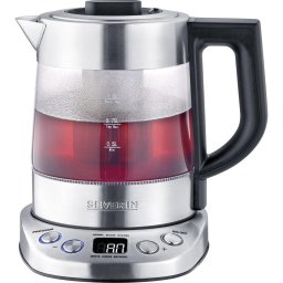 Fierbator de apa Severin WK 3473, control digital, 2200W, volum 1 L, baza 360°, 5 programe prestabilite, Inox