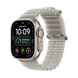 Apple Watch Ultra 4 GPS + Cellular, 49 mm, carcasa din titan natural, bratara Translucent Grey Ocean Band