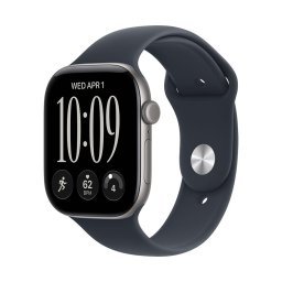 Apple Watch Series 12 GPS, 46 mm, carcasa din aluminiu gri spatial, bratara Navy Blue Sport Band, marime S/M