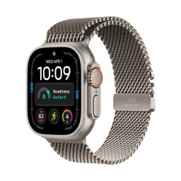 Apple Watch Ultra 4 GPS + Cellular, 49 mm, carcasa din titan natural, bratara Natural Milanese Loop din titan, marime S