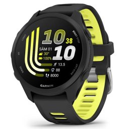 Ceas inteligent Garmin Forerunner 170, 43 mm, AMOLED, GPS, compatibil Android/iOS, Garmin Pay, curea din silicon, Negru-Galben intens