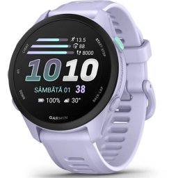Ceas inteligent Garmin Forerunner 70, 43 mm, AMOLED, GPS, compatibil Android/iOS, curea din silicon, Lavanda rece