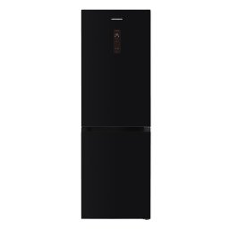 Combina frigorifica Heinner HCNF-HM400DINVGBKE++, 400 l, Clasa E, No frost, Compresor Dual Inverter, Extraspace, Display LED touch, Control electronic, Functie vacanta, Super congelare, Lumina LED, H 186 cm, Usi sticla, Neagra/Cabinet Gri