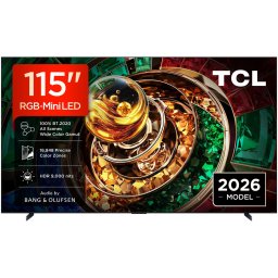 Televizor TCL RGB-MiniLed 115RM9L, 292 cm, Smart Google TV, 4K Ultra HD, 144Hz, Bang & Olufsen, Clasa D (Model 2026), Negru