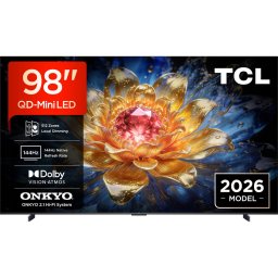 Televizor TCL QD-MiniLED 98T8D, 248 cm, Smart Google TV, 4K Ultra HD, 144Hz, Onkyo (Model 2026), Clasa E, Negru