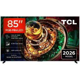 Televizor TCL RGB-MiniLed 85RM9L, 214 cm, Smart Google TV, 4K Ultra HD, 144Hz, Clasa F (Model 2026), Negru