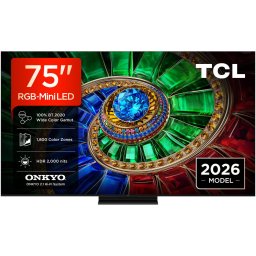 Televizor TCL RGB-MiniLed 75RM7L, 189 cm, Smart Google TV, 4K Ultra HD, 144Hz, Clasa E (Model 2026), Negru