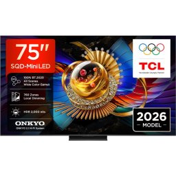 Televizor TCL SQD-MiniLED 75MSQLED80L, 189 cm, Smart Google TV, 4K, Onkyo (Model 2026), Negru