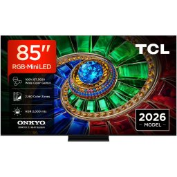 Televizor TCL RGB-MiniLed 85RM7L, 214 cm, Smart Google TV, 4K Ultra HD, 144Hz, Clasa D (Model 2026), Negru