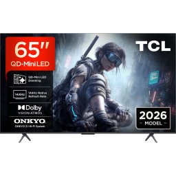 Televizor TCL QD-MiniLED 65T8D, 164 cm, Smart, Google TV, 4K Ultra HD, 144Hz, Onkyo, Negru