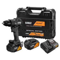 Masina de gaurit si insurubat (bormasina) pe acumulator cu percutie DeWALT DCD86MM2T, editie speciala McLaren, 18V XR, 2x acumulator Li-Ion 4 Ah, motor fara perii, iluminare LED, sistem anti-rotatie, cuplu 90 Nm, 0-2000 RPM, cutie transport TSTAK