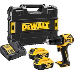 Masina de gaurit si insurubat compacta cu percutie (bormasina) pe acumulator DeWALT DCD709M2T, motor fara perii, 18V XR, 2x acumulator 4 Ah Li-Ion, cuplu 65 Nm, 2 viteze, iluminare LED, incarcator, cutie transport TSTAK