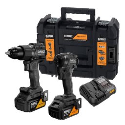 Set masina de gaurit cu percutie si masina de insurubat cu impact pe acumulator DeWALT DCK2222MM2T, 18V XR, motor fara perii, editie speciala McLaren, 2x acumulator Li-Ion 4 Ah, cuplu 206 Nm, iluminare LED, incarcator rapid, cutie transport TSTAK II